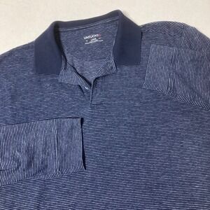 UNTUCKit Cerro Polo Shirt Blue Striped Long Sleeve Men's Size‎ Large